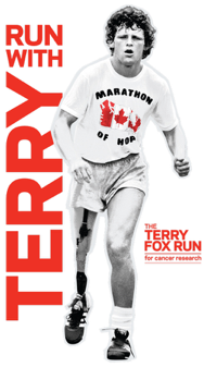 Logo for The Terry Fox Run for Cancer Research, Run with Terry