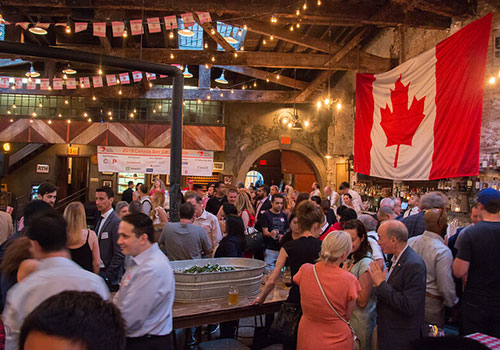 A photo of people gathered at the Canada Day Celebration